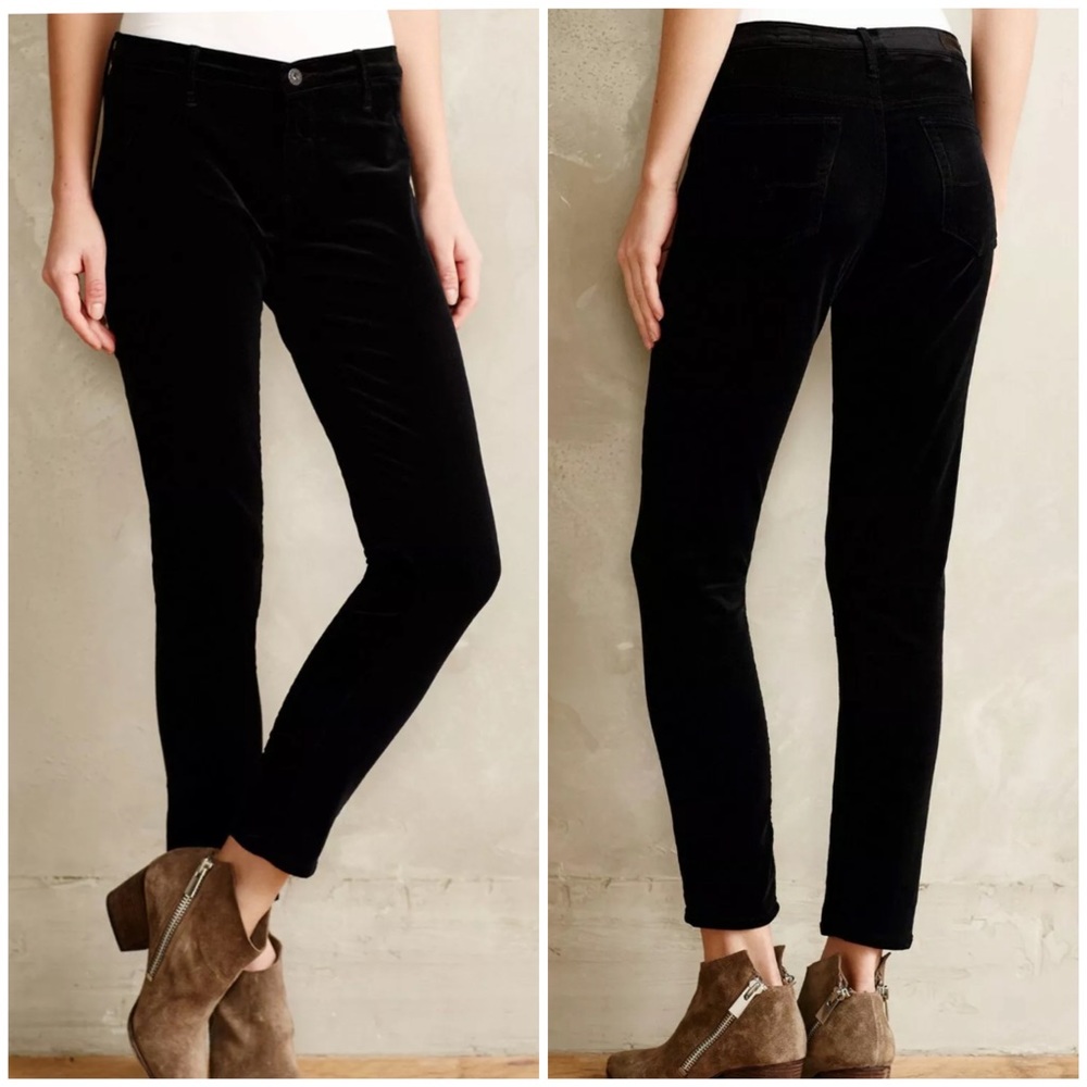 AG Adriano Goldschmied The Stevie Ankle Jodhpur Black Velvet Corduroy Pants